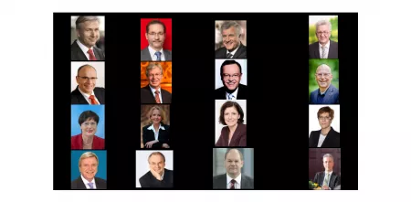 Collage: Portraitaufnahmen der sechzen Ministerpräsident.innen 2013.