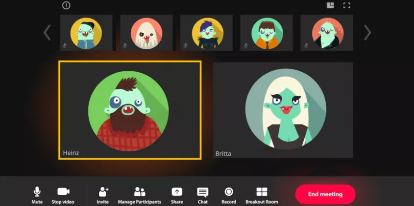 Eine Zoomkonferenz in der ganz viele Zombies abhängen.