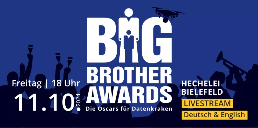 Werbebanner für die BigBrotherAwards 2024.