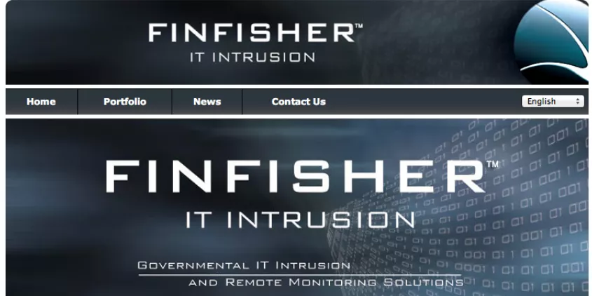 Screenshot der Website von "Finfisher".