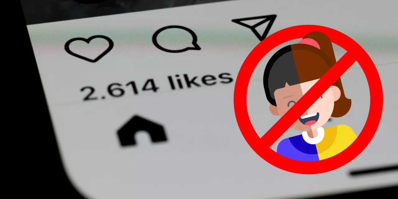 Detailaufnahme eines Instergram-Posts. Davor eine Grafik eines durchgestrichenen Kindes.