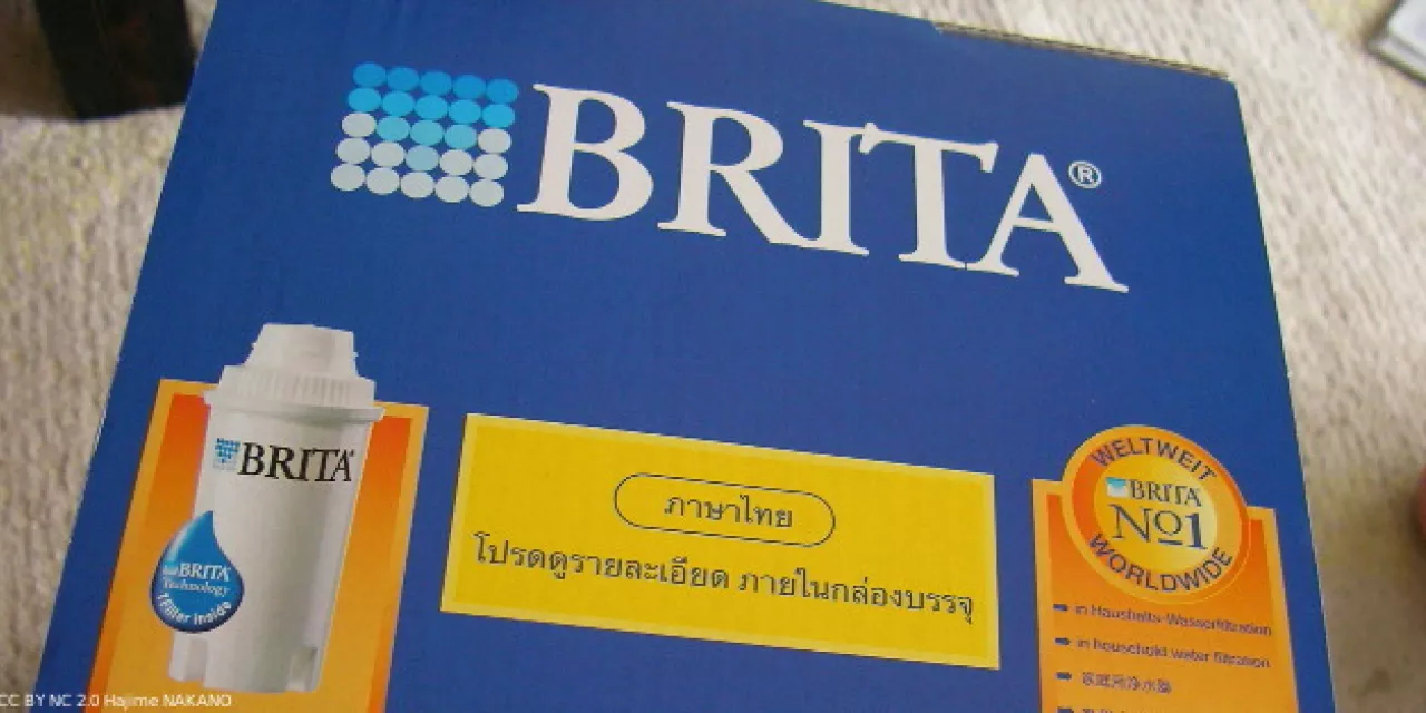 Verpackung eines Brita Wasserfilters.