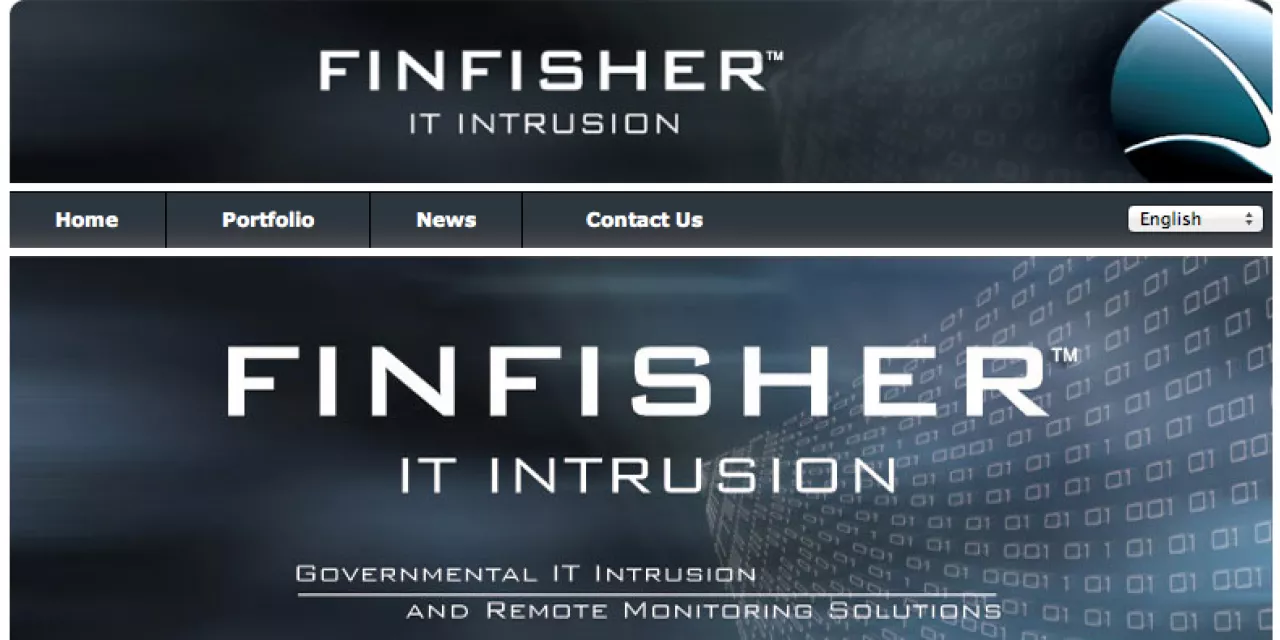 Screenshot der Website von "Finfisher".