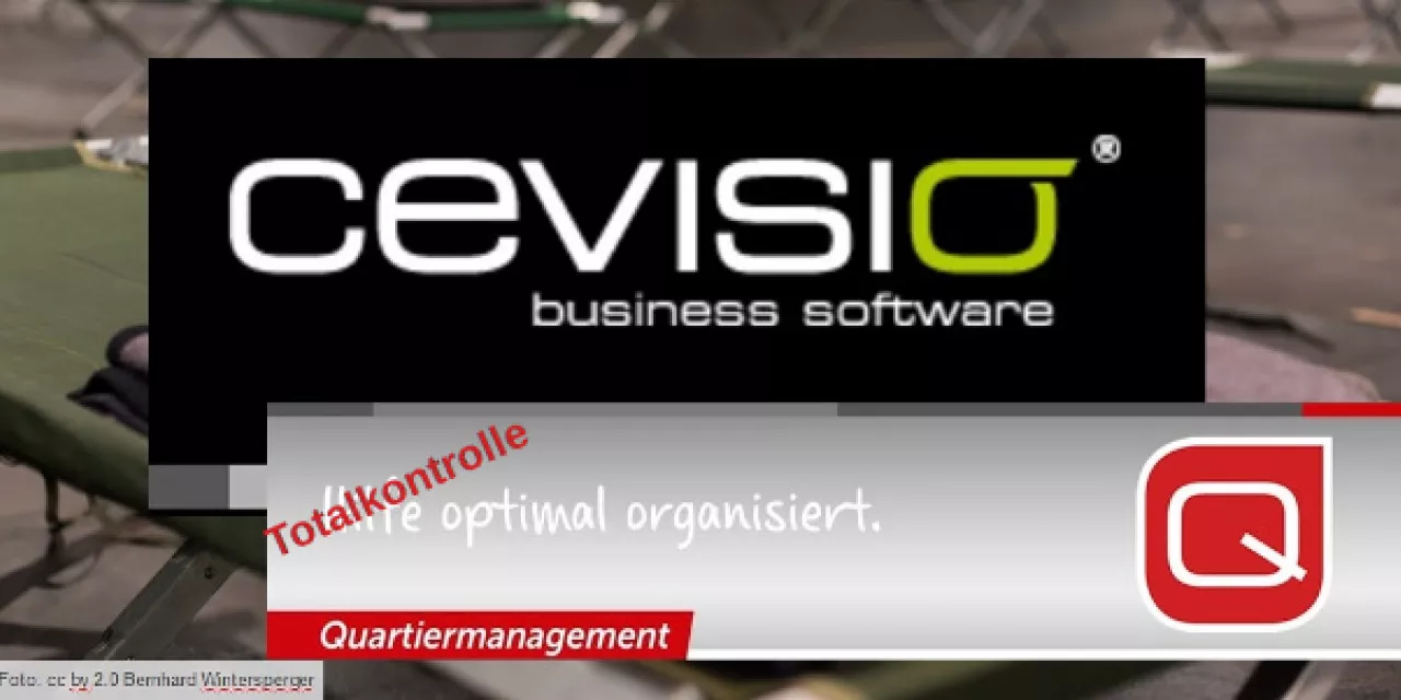 Das Cevisio-Logo. Darunter der Text: „Totalkontrolle optimal organisiert“.