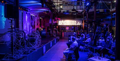 Saal der BigBrotherAwards 2021.