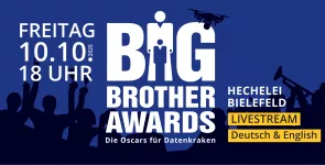 Werbebanner für die BigBrotherAwards am 10. Oktober 2025.