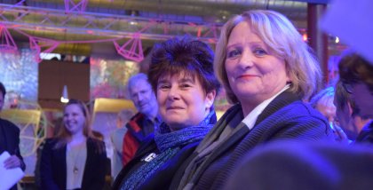 Profilaufnahme von Rena Tangens und Sabine Leutheusser-Scharrenberger
